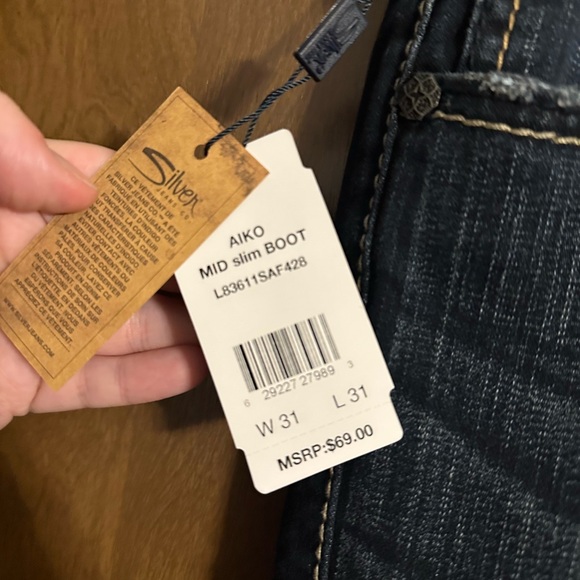 Silver Aiko Mid-Rise Slim Boot Cut Jeans - Picture 2 of 4